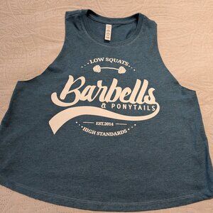 Barbells And Ponytails Racer Crop Tank Top Sz M NEW